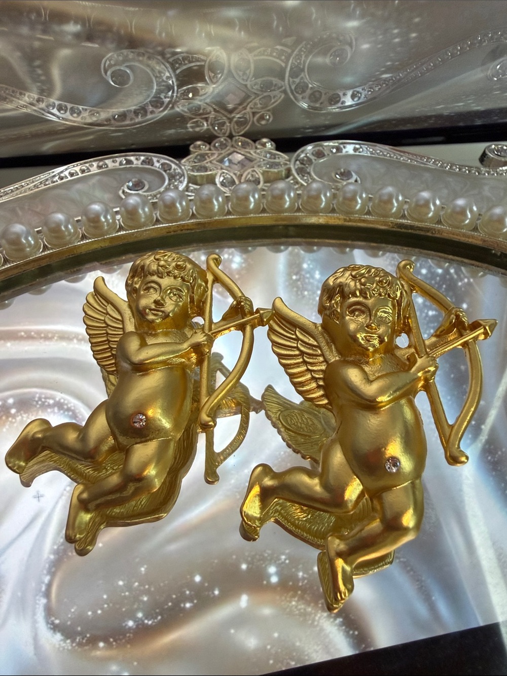 Kirks Folly Gold Cherub Pair Wall Accents